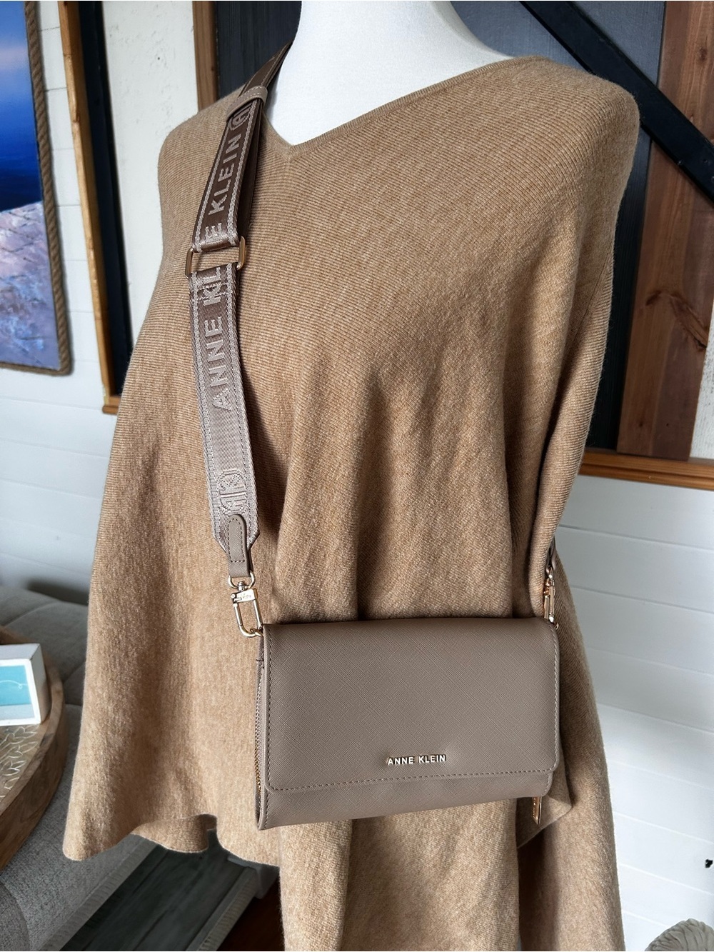 Anne Klein Taupe Crossbody Wallet Bag – New Without Tags (NWOT)